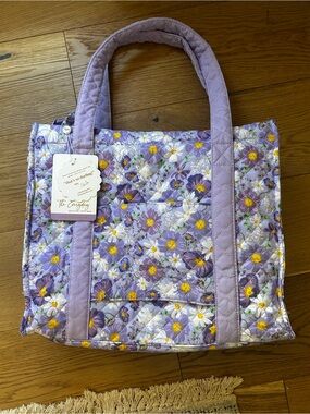 Lavender Floral Quilted Tote Bag - The Everyday